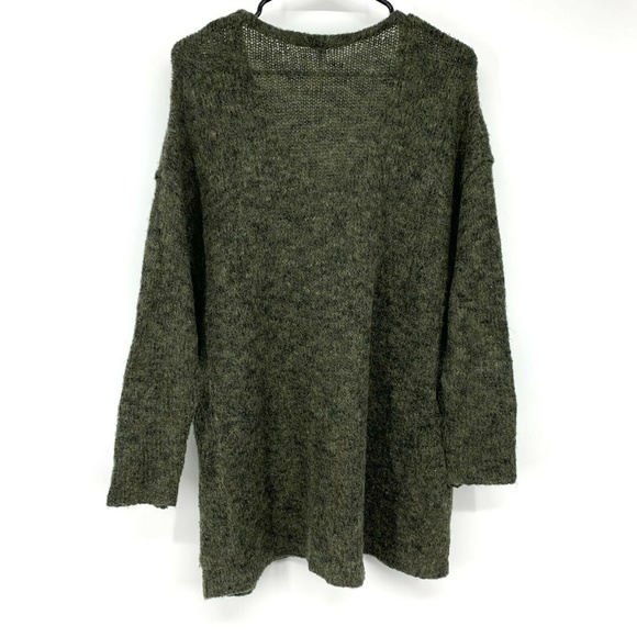Free People Sweater Women Small Green V Neck Pullover Oversized Knit Long Sleeve - Picture 6 of 8